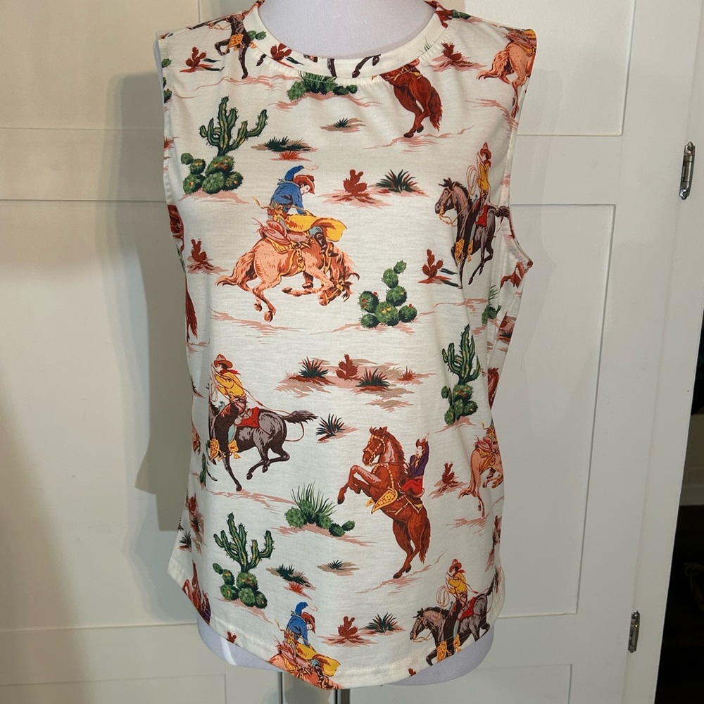 Classic Cowboy Womens XL Sleeveless Knit Top
